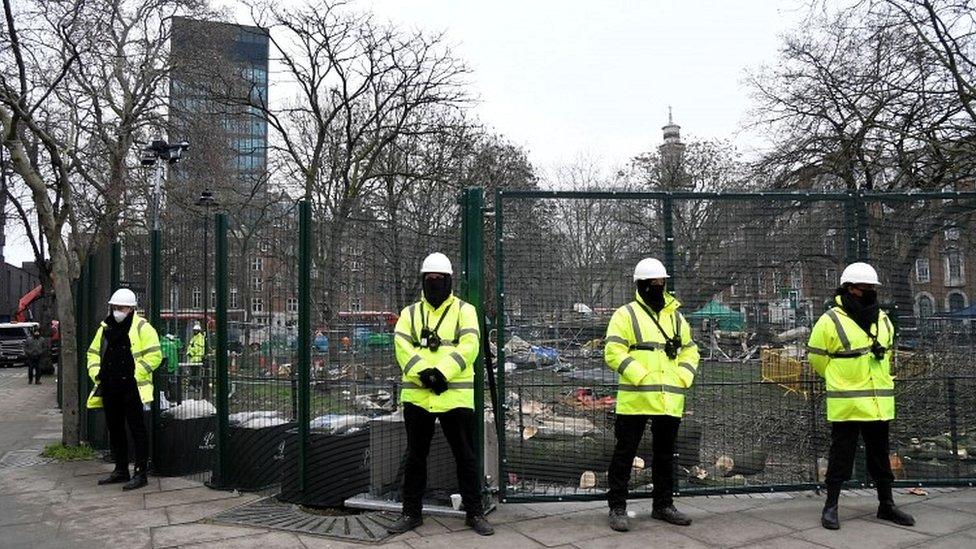 Security at protest camp