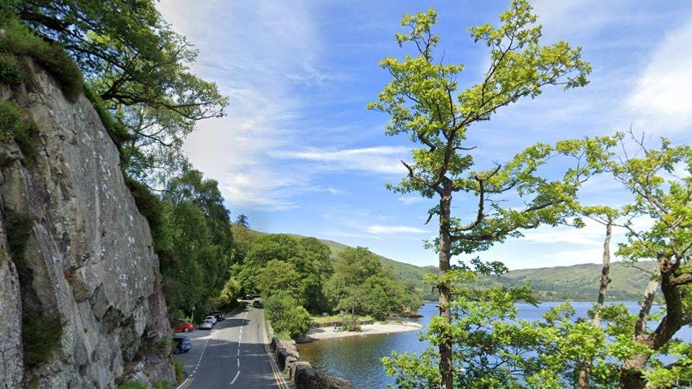 A592 alongside Ullswater