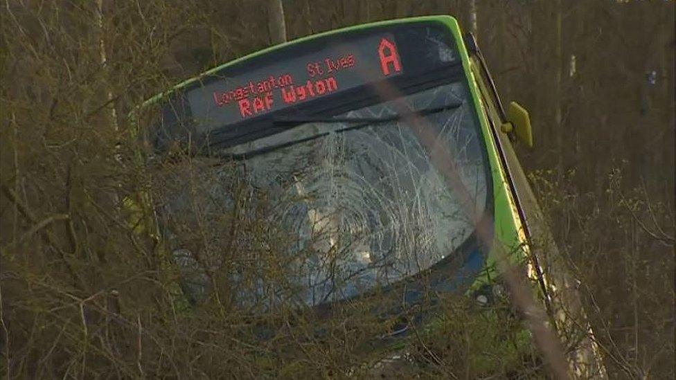 Guided bus crash