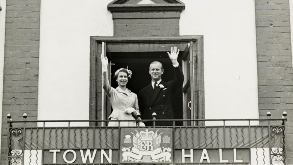 The Queen and Prince Philip in Ramsey in 1955