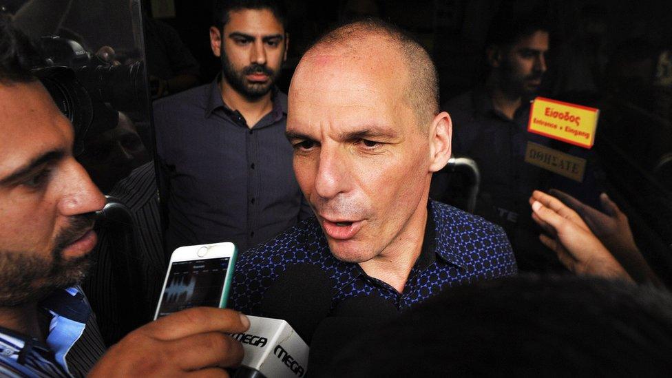 Yanis Varoufakis arrives at the ministry of finance in Athens (6 July 2015)