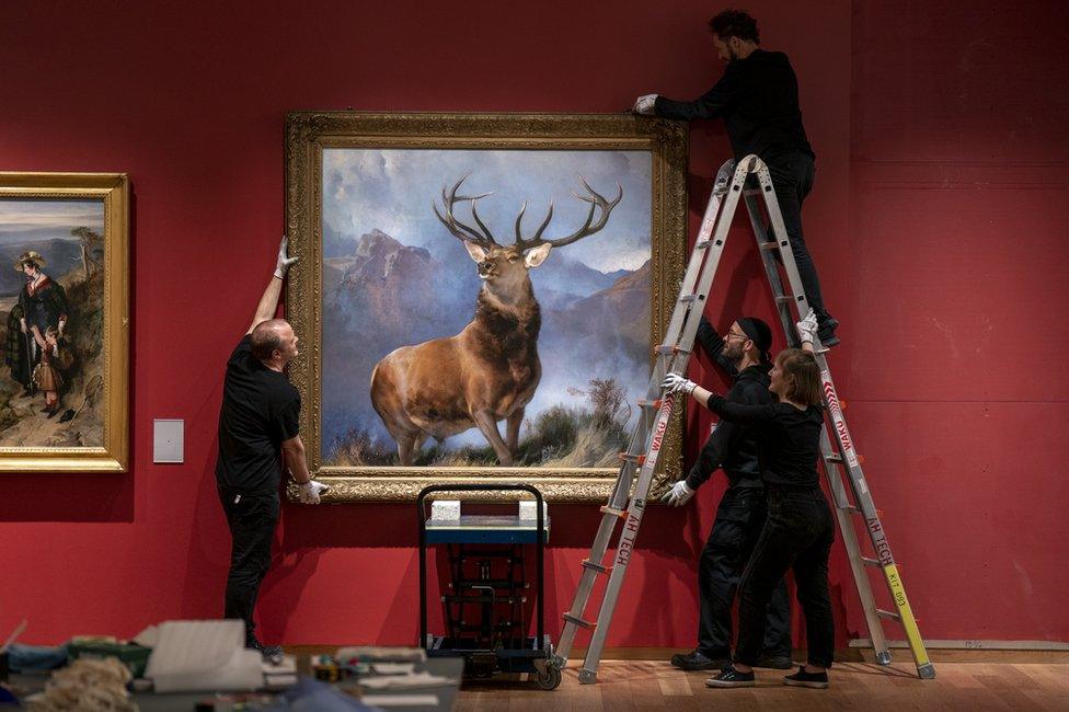 Sir Edwin Landseer, Monarch of the Glen. Oil on canvas. Purchased by the National Galleries