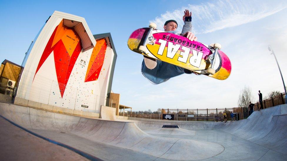 A skater in the air