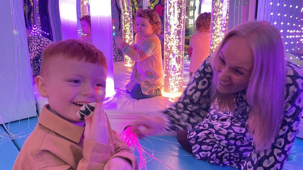 Ralph in the sensory room at ASD Rainbows