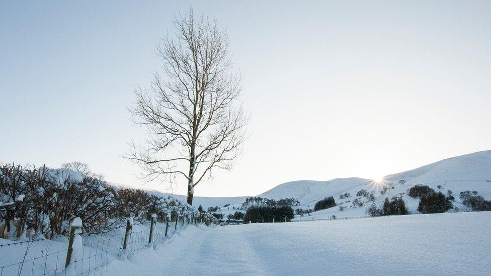 Snow in Dernol in the upper Wye Valley