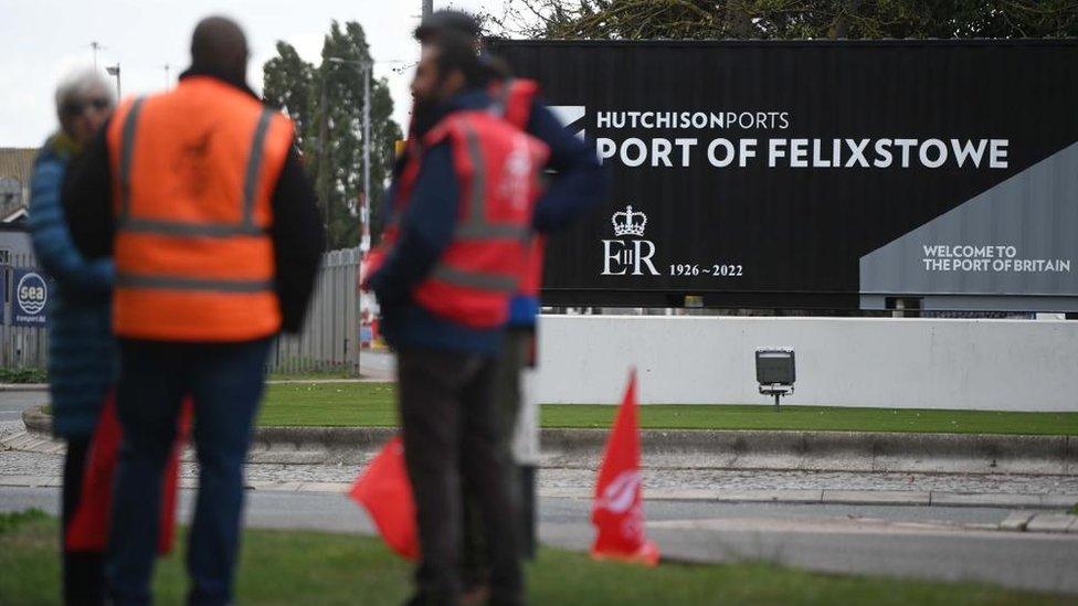 Strikers at the Port of Felixstowe