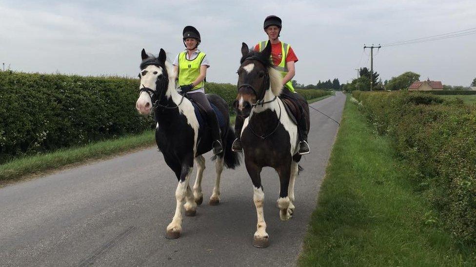 Patsy and another horse being ridden