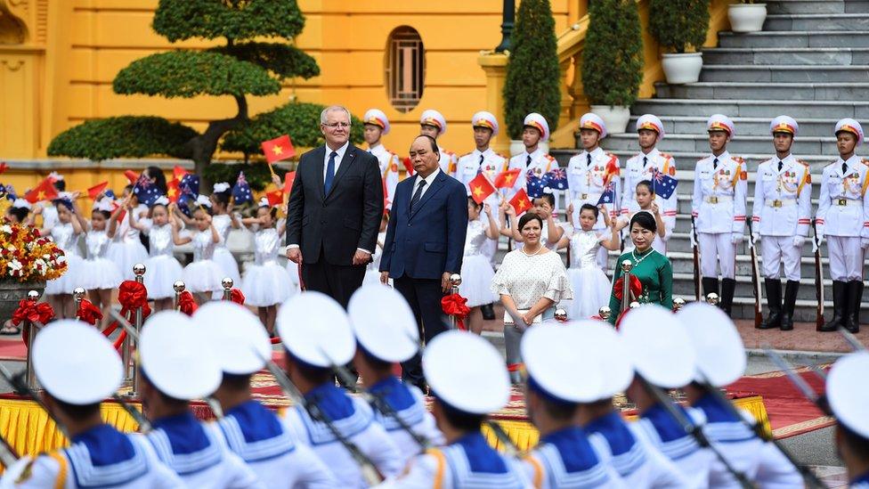 Scott Morrison with Vietnamese leader Nguyen Xuan Phuc in August 2019