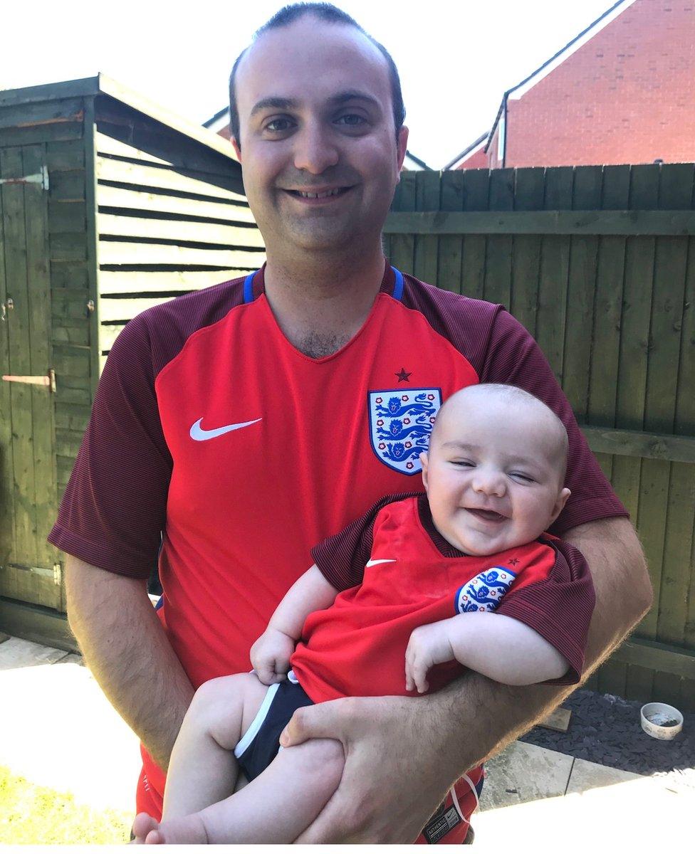 England fan Chris Weston and son Alexander