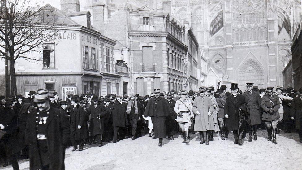 Major Ernest Fitz-Simon at Amiens Cathedral, France, 1920