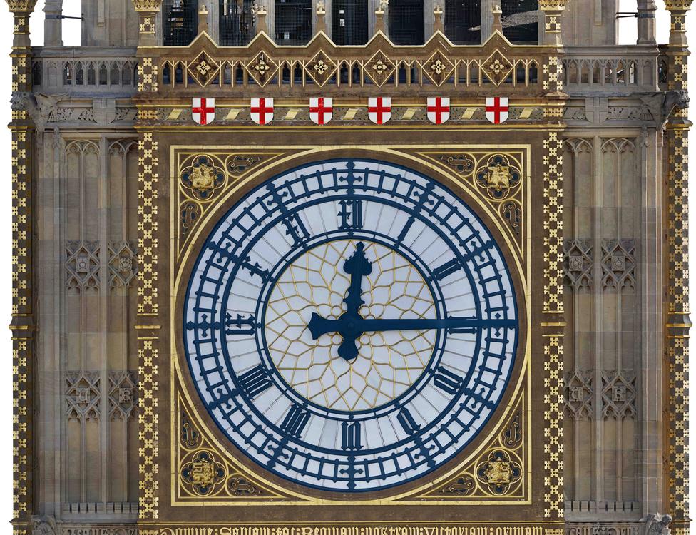 Artist's impression of new colour scheme for Big Ben (Rendering of Proposed Colour Scheme from paint analysis, by Purcell)