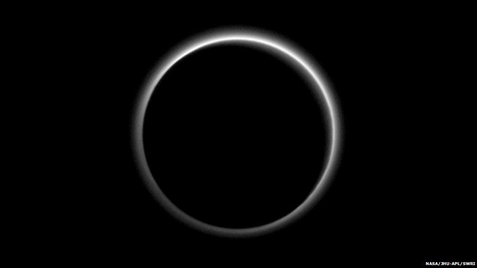 Pluto backlit by the Sun