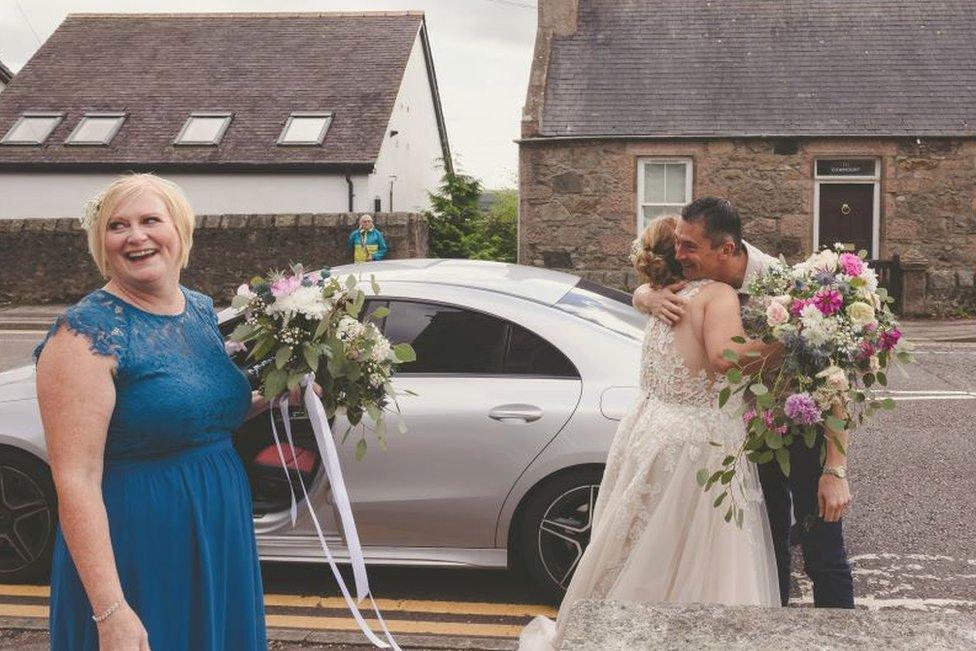 Bride rescued hugs driver