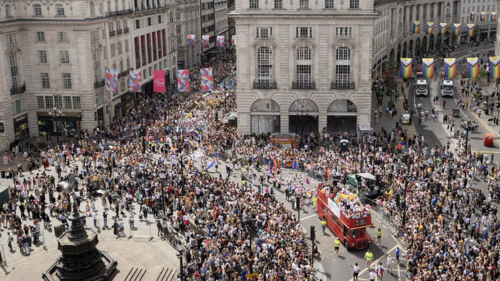 Pride in London at Piccadilly Circus