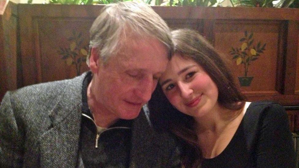 Mike and Caitlin in a pub