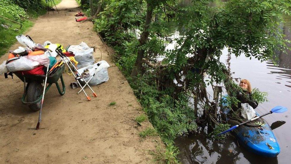 Members of local canoe clubs removed rubbish that could not be reached from dry land