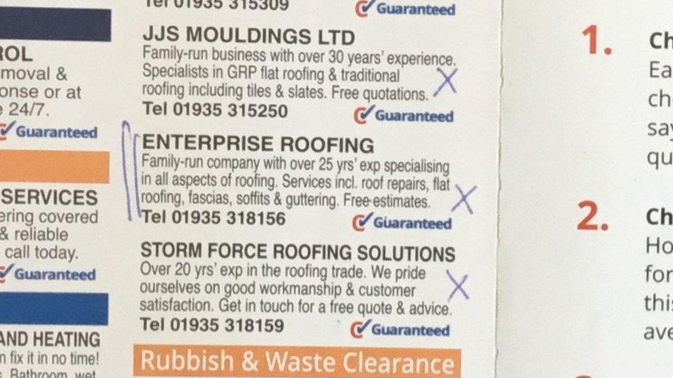 Checkatrade leaflet showing a listing for Enterprise Roofing