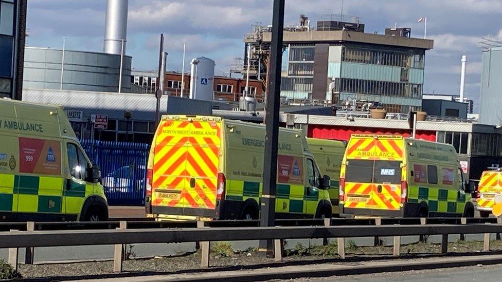 Emergency service vehicles on Tenax Road