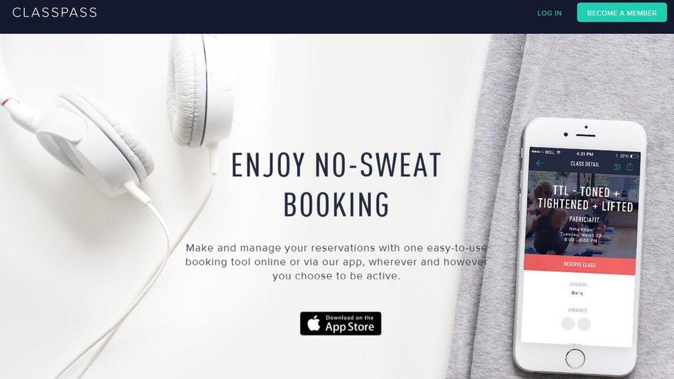 Screengrab from ClassPass website