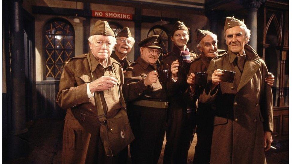 The cast of the BBC sitcom Dad's Army in 1977