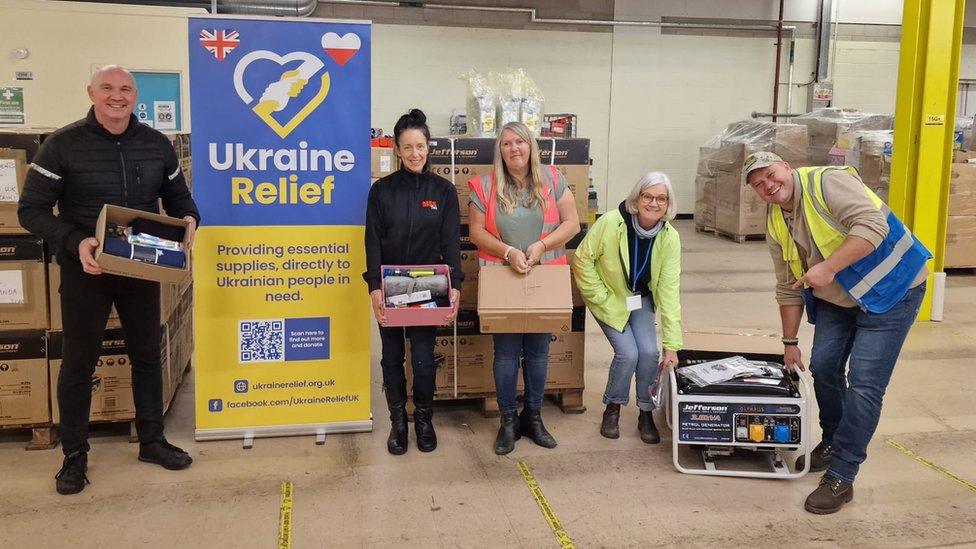 Karol Swiacki (right) and volunteers at Ukraine Relief