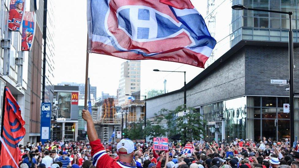 Montreal Canadiens fans arrive at the Bell Centre for the Game Six of the Stanley Cup Semifinals of the 2021 Stanley Cup Playoffs against the Vegas Golden Knights