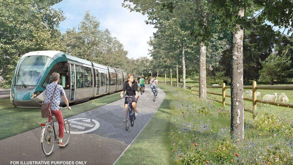 Artist impression of the new trams proposed