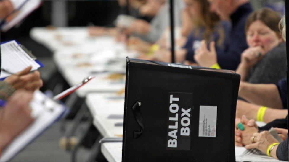 Ballot box at election count