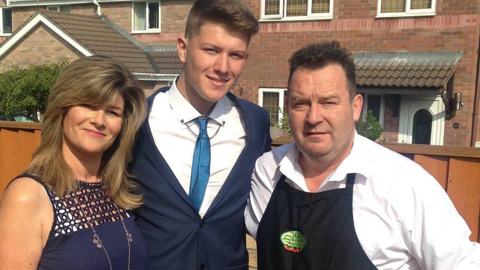 Ryan Bowen with his mum Samantha and dad Andrew