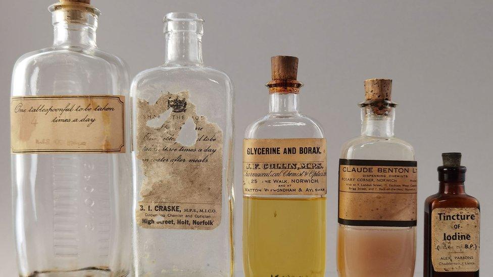 Medicine bottles used in Norfolk, Gressenhall Farm & Workhouse collections