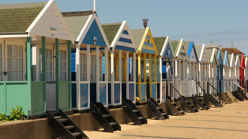 A row of colourful beach huts