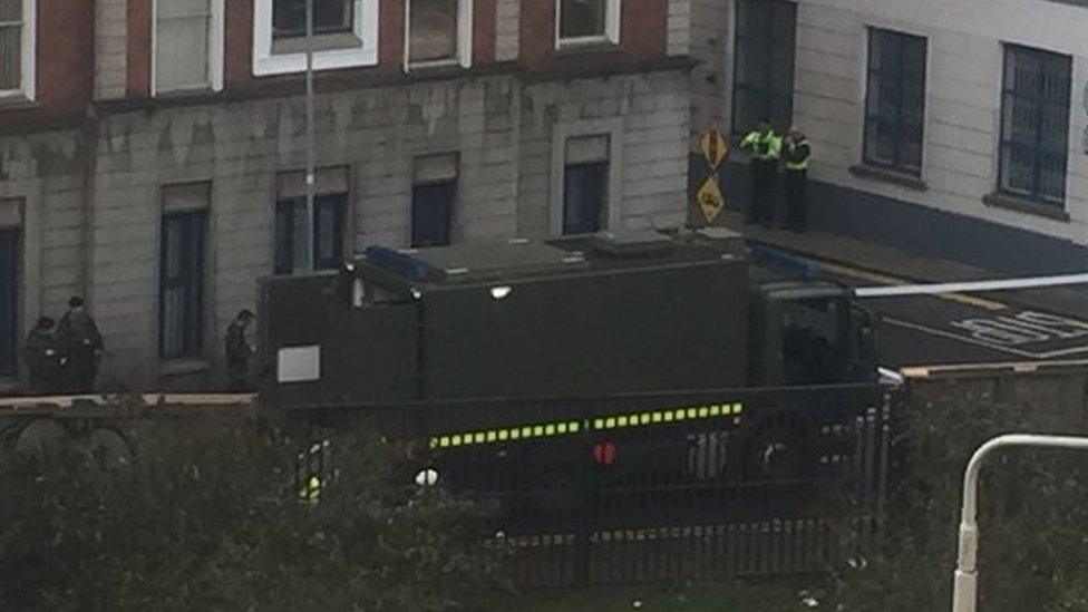 Army personnel at the incident at Dublin's family law courts