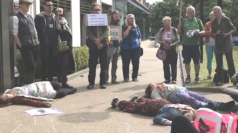 Extinction Rebellion protesters in Dorchester