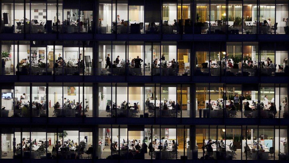 Office workers at night