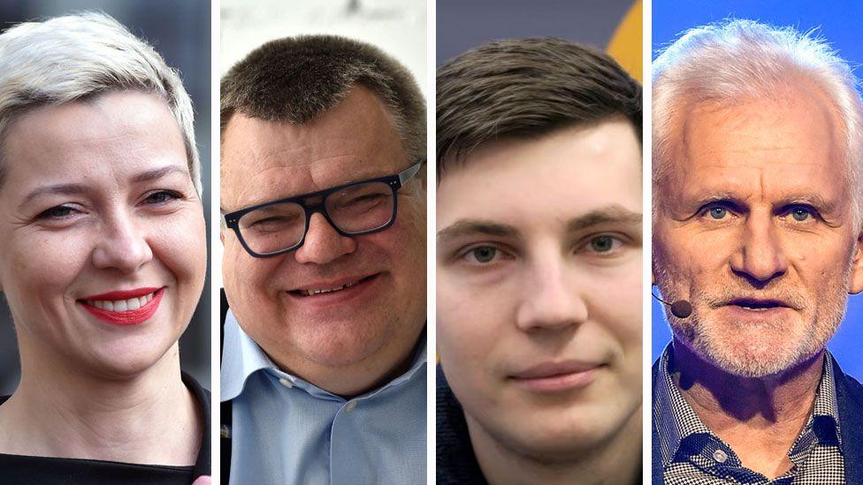 Four opposition figures still in jail (L-R): Maria Kolesnikova, Viktor Babaryko, Igor Losik and Ales Bialiatski