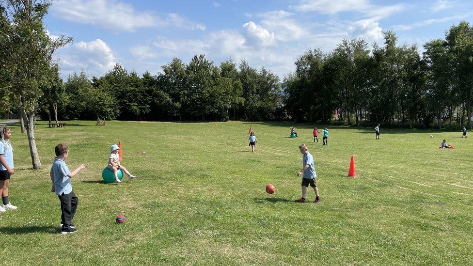 Children playing, Llandegfan