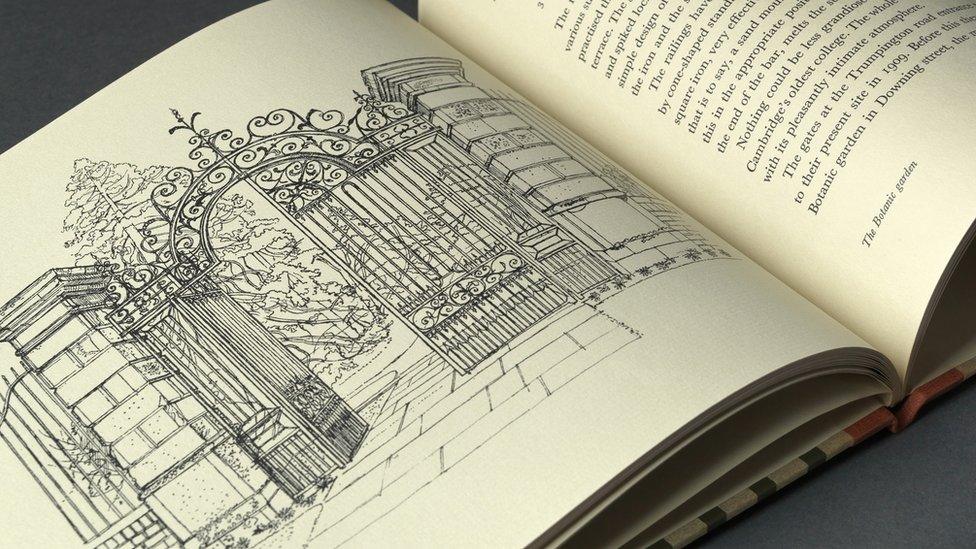 Gates to Cambridge's Botanic Gardens are illustrated in Hammer and Hand