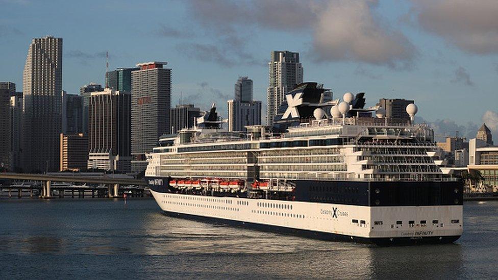 The Celebrity Infinity cruise ship returns to port in Miami