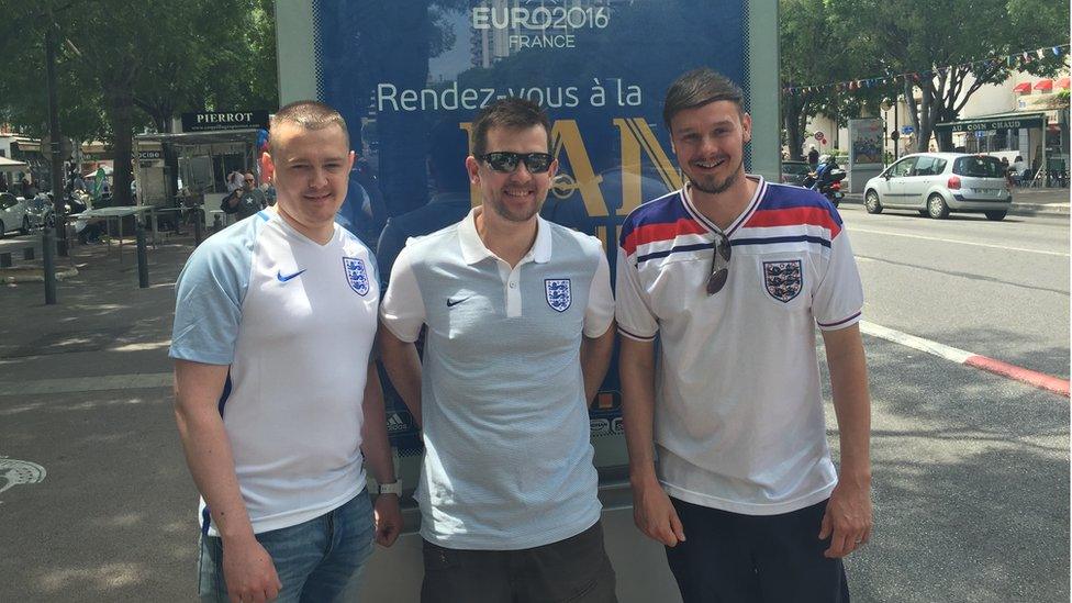 England fans Paul, Dave and Adam