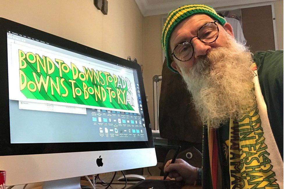 Cartoonist David Shenton creating Justin Fashanu banner