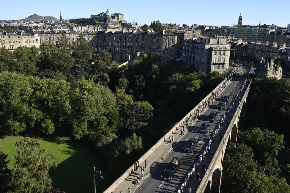 the cortege travels towards Edinburgh Airport