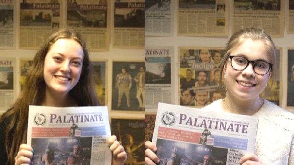 Joint editors Tash Mosheim and Imogen Usherwood with the paper