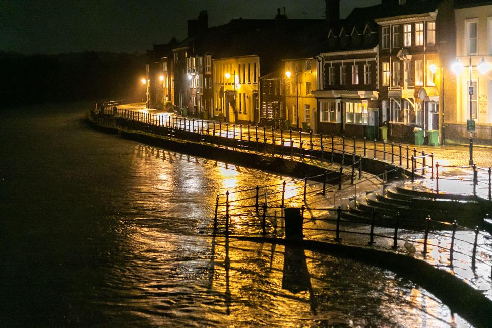 The River Severn is seen rising in Bewdley, Worcestershire, 20 January 2021