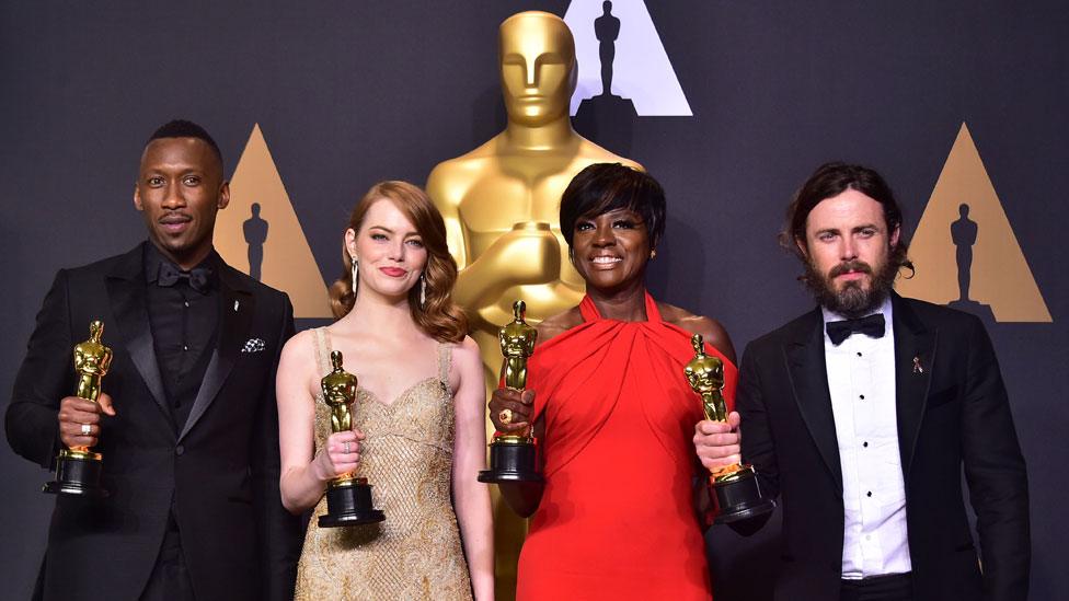 Mahershala Ali, Emma Stone, Viola Davis and Casey Affleck at the 2017 Oscars