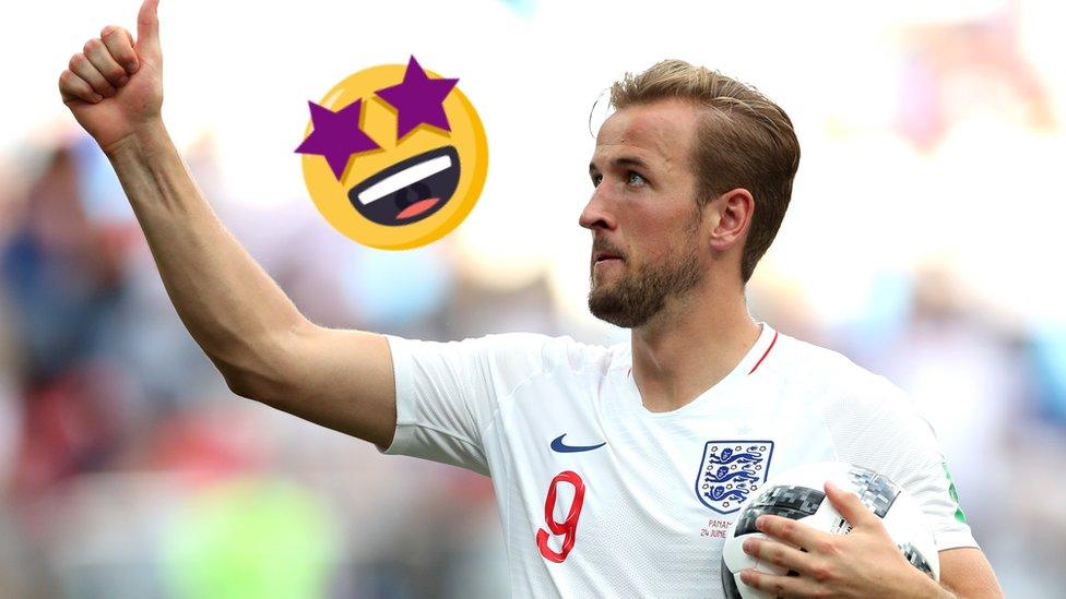 Harry Kane gives a thumbs up to the crowd after England's victory against Panama at the World Cup