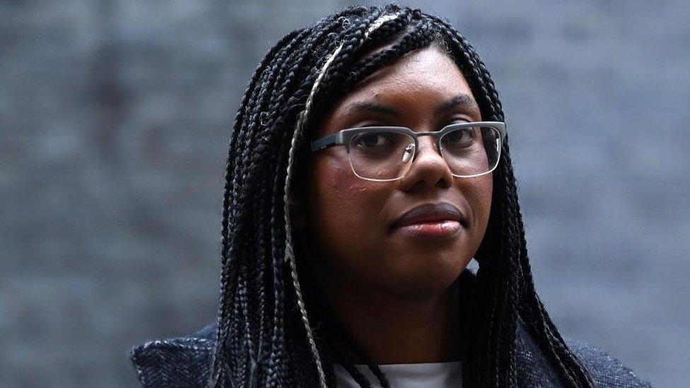 A close-up shot of Kemi Badenoch in Downing Street