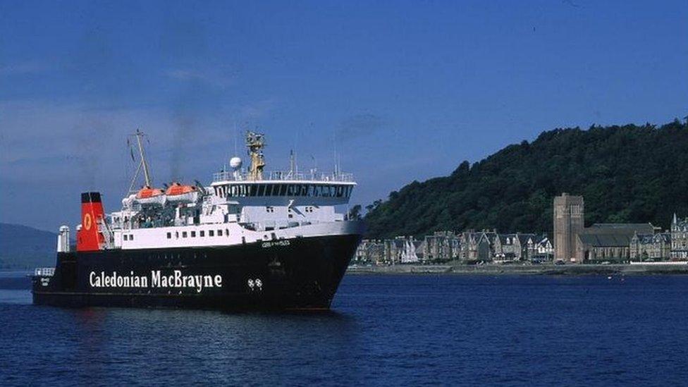 Oban ferry sailing across to Mull