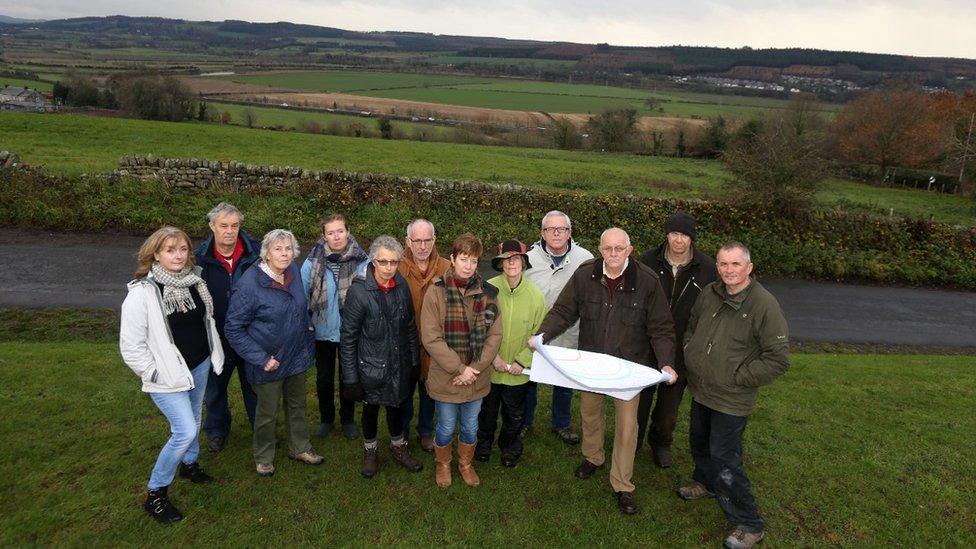 Members of the Anick residents action group who are concerned about proposed plans to excavate sand and gravel from farm land near their homes