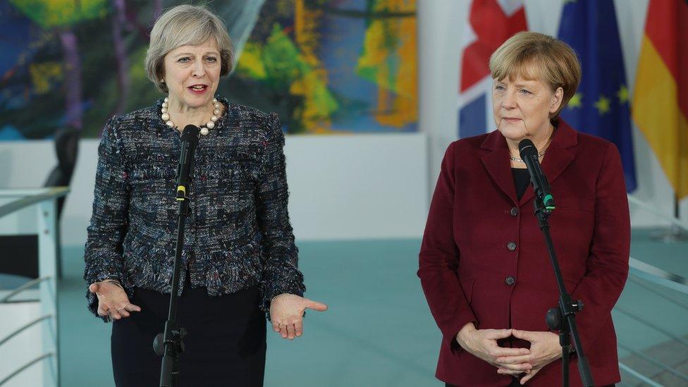 Theresa May and Angela Merkel