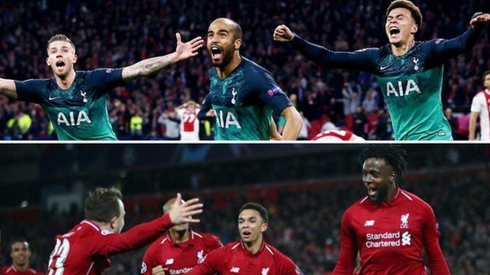 Tottenham and Liverpool celebrate their Champions League semi-final wins